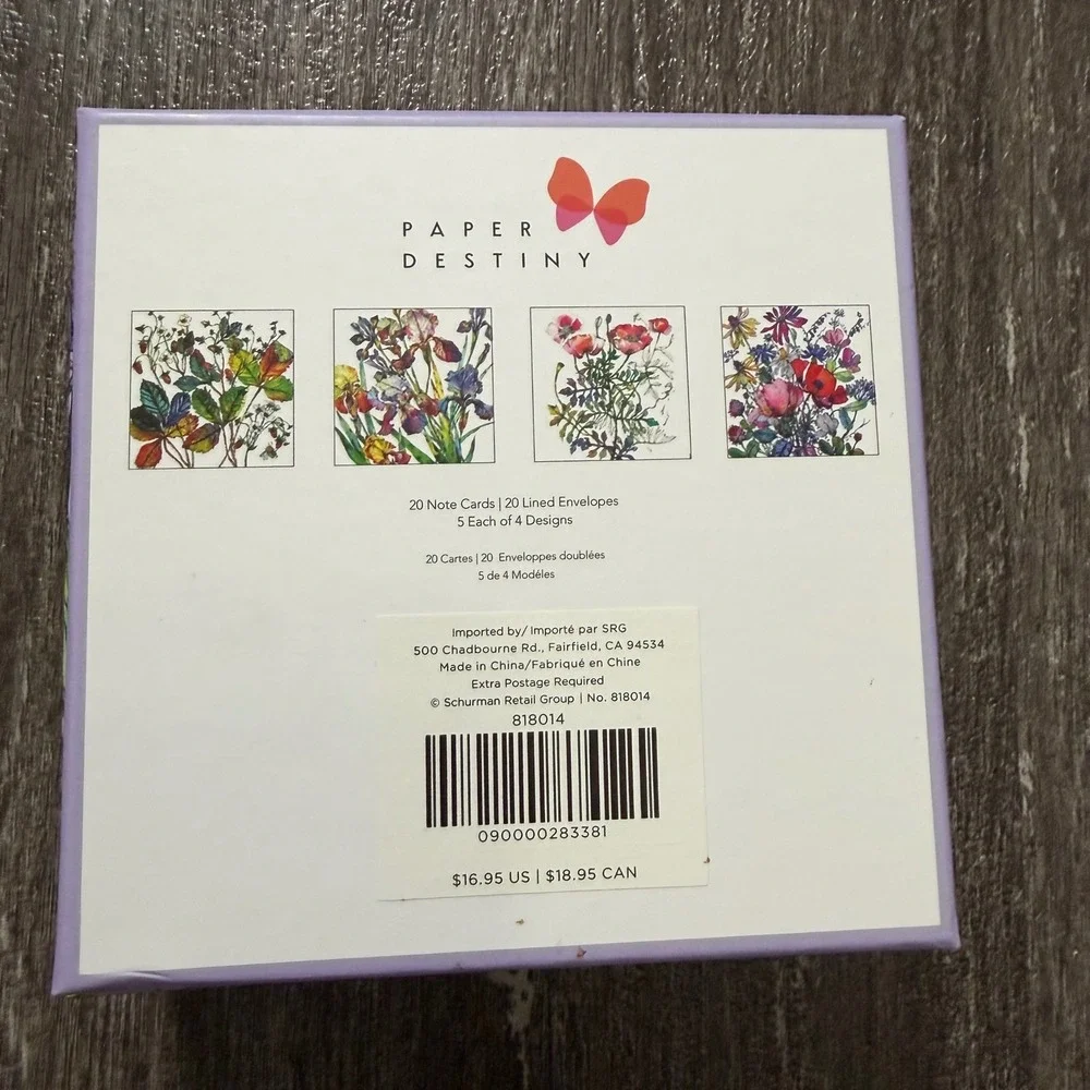 Paper Destiny Note Card Set Unisex OS Multicolor Floral Wildflower 20ct Boxed